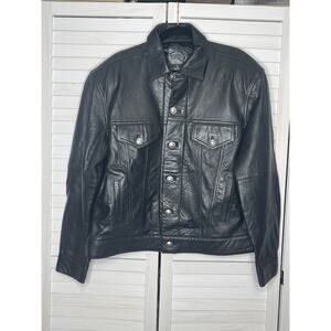 Vintage Noosa Black Leather Motorcycle Jacket Size Large